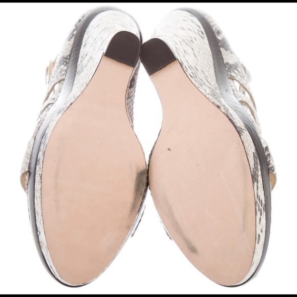 Rachel Zoe Embossed Leather Platform Wedges - Picture 5 of 5